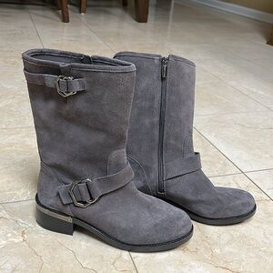 Vince Camuto Leather or Suede Mid Calf Boots- Wadelyn - Gray- 7M used like new